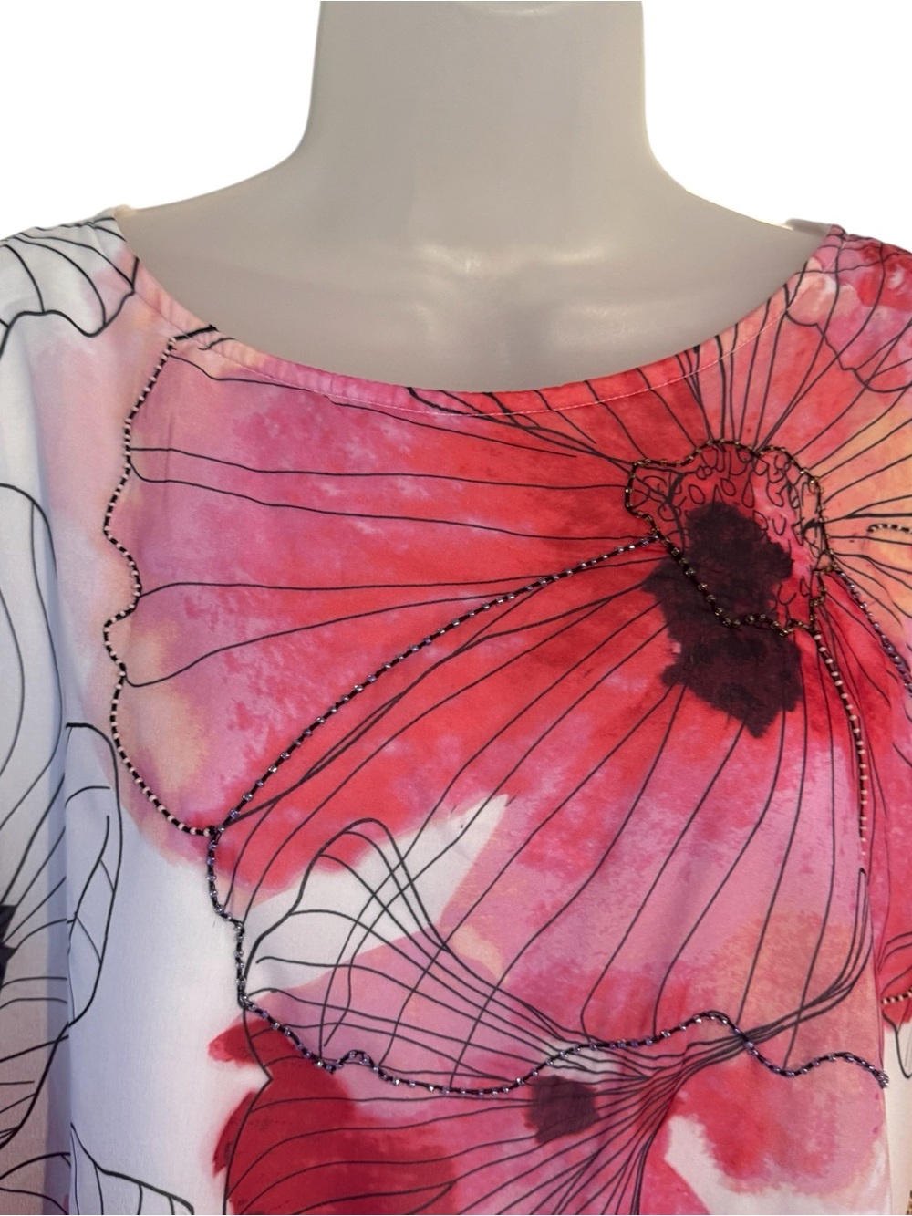CHICO'S Floral Sheer Flutter Top attached Solid White Tank - Picture 2 of 10